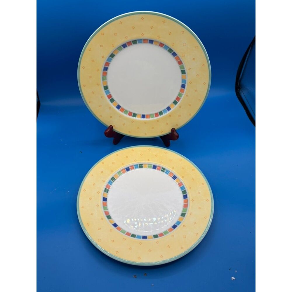 Villeroy & Boch Twist Alea Limone Dinner plates pair of 2 pre owned discontinued